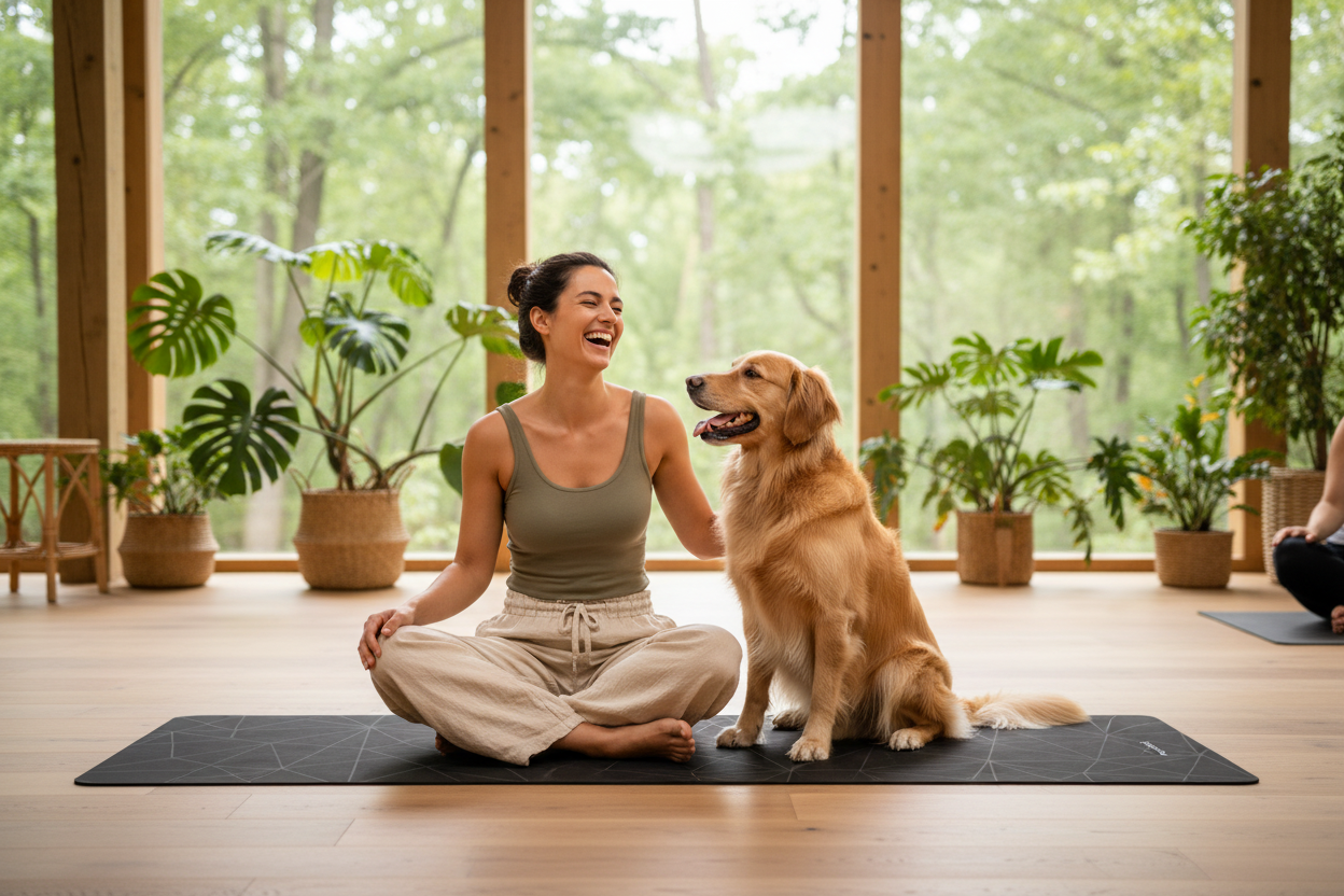 Rubber Yoga Mat – Eco‑Friendly, Non‑Slip Cushioned Mat | Black Petrol with Geometric Alignment