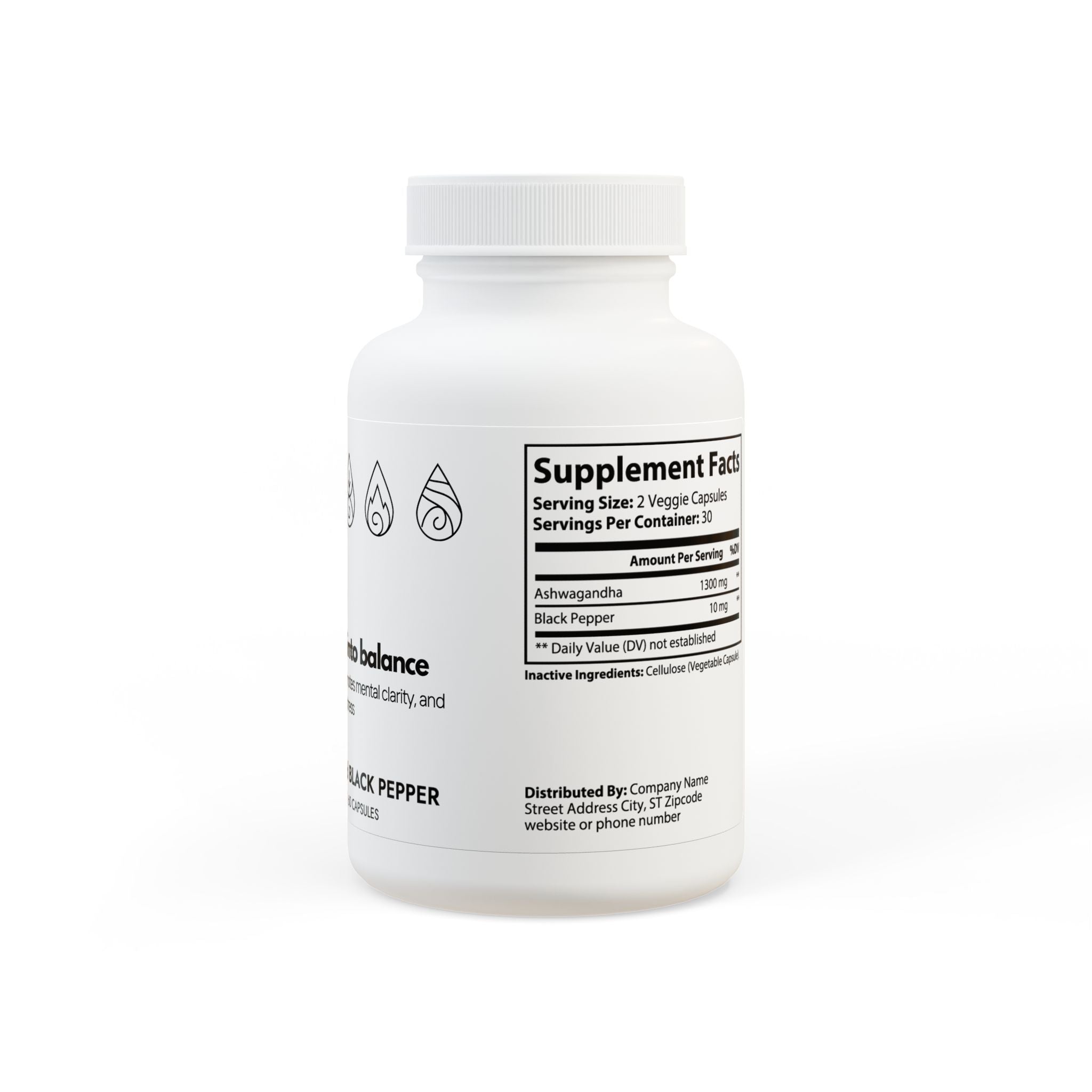 Ashwagandha + Black Pepper | Adaptogen for Stress, Focus & Energy