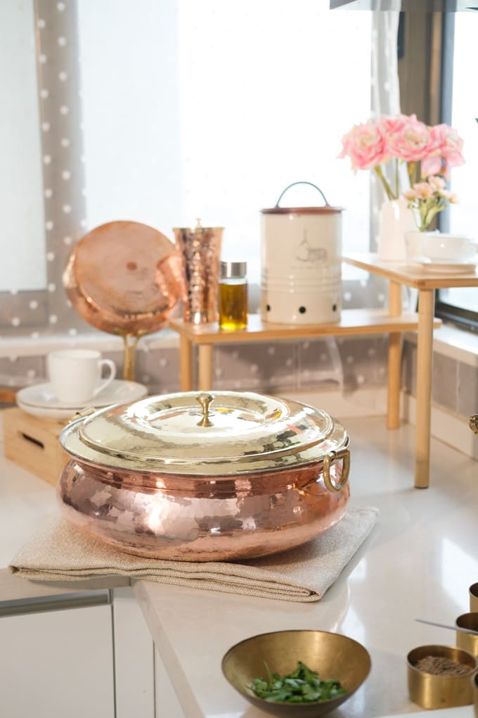 Copper Hammered Lagan/ Wide and shallow copper cooking vessel/ Copper Hammered Braiser - Copper Chafing Dish