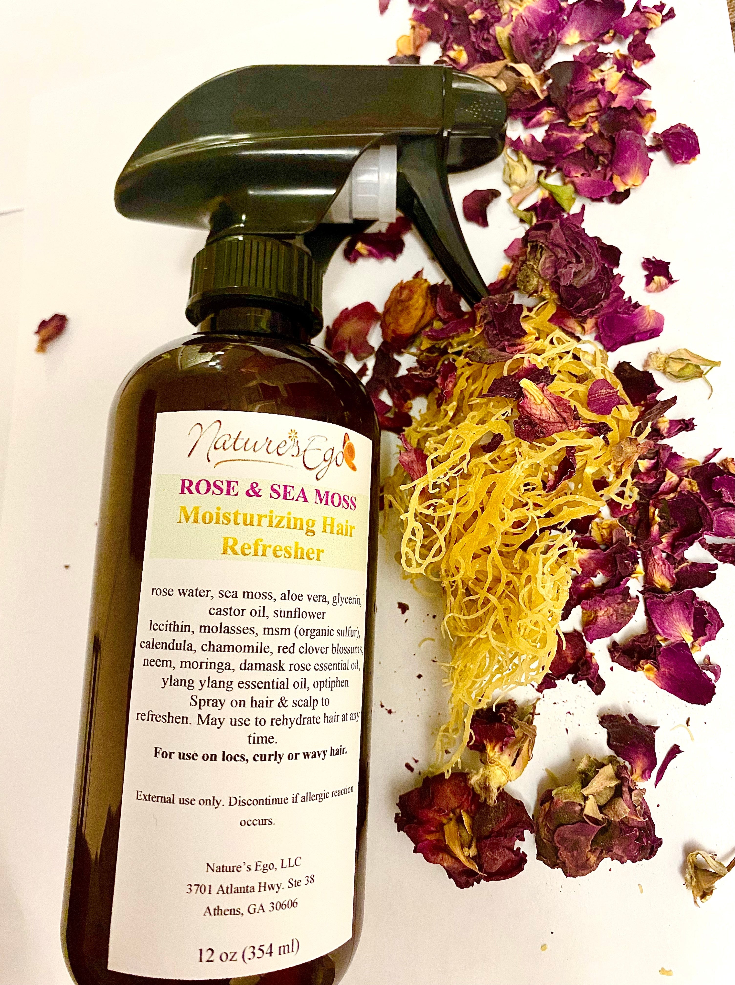 Rose & Sea Moss Moisturizing Hair Refresher (locs, curly, wavy hair)