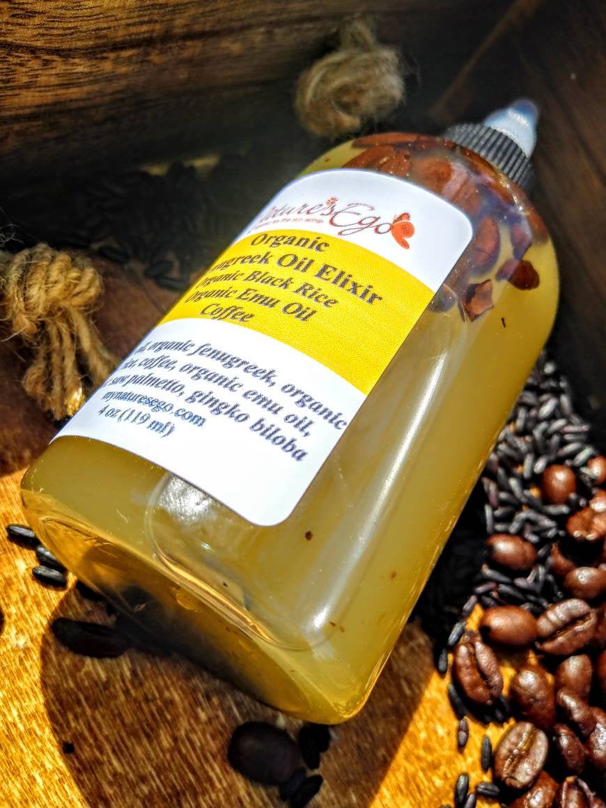 Organic Fenugreek Oil Elixir (black rice, emu oil, coffee)